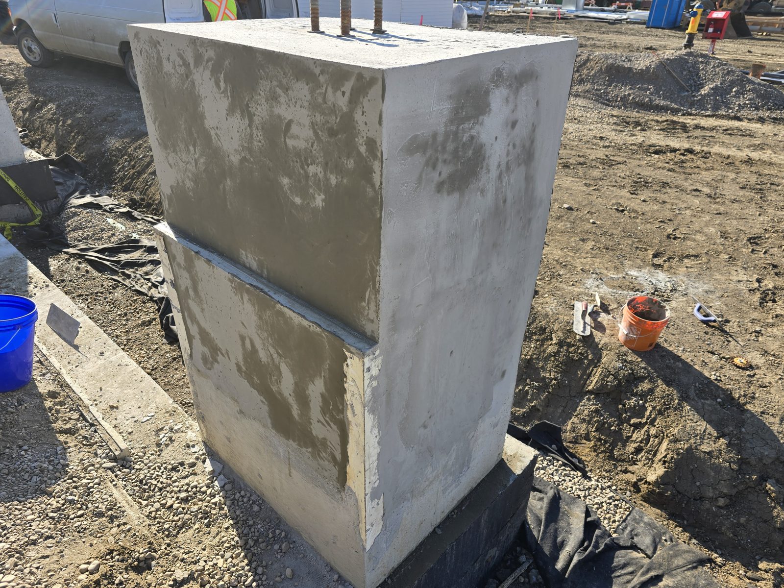 Concrete pier pour with rebar by DM Contracting in Edmonton
